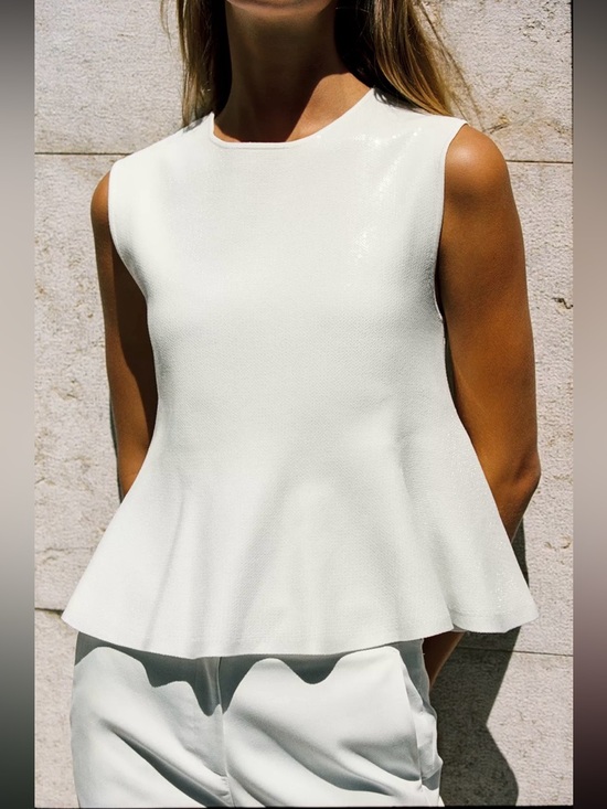 Zara Tops - New ZARA Sequin Knit Sleeveless Peplum Top